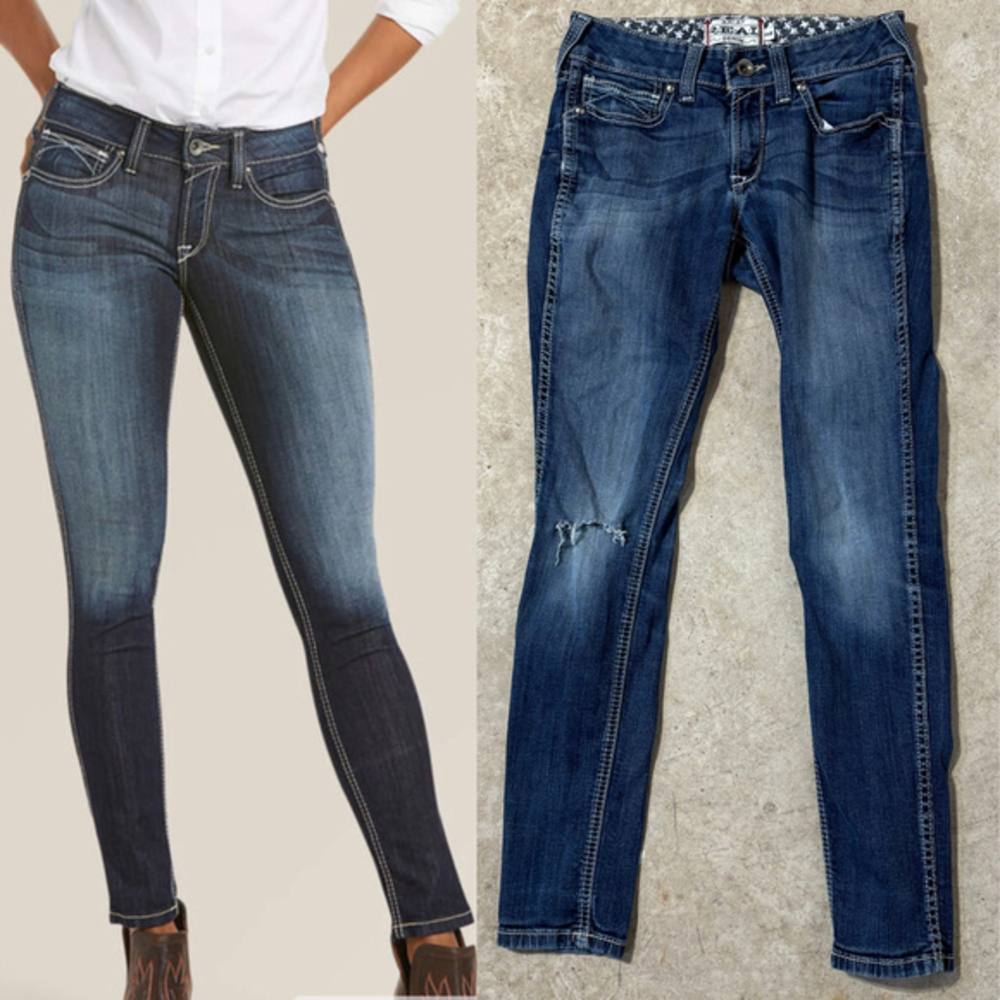 Ariat R.E.A.L. Mid Rise Stretch Outseam Ella Skinny Blue Jeans Women’s Size 28R